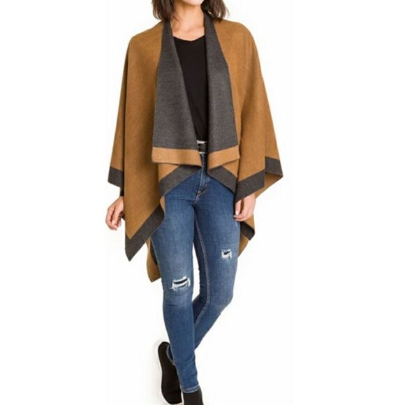 New Luxe Reversible Wrap Shawl Poncho Cardigan - Picture 6 of 16